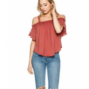 We The Free (Free People) Off The Shoulder Top In Red NWT (SZ M) $48